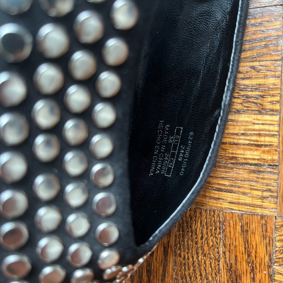 ZARA Black Pointy Silver Sudded Low-Heeled Mules (Sz 38) - Picture 7 of 11